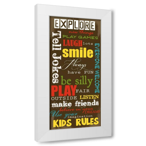KIDS RULES White Modern Wood Framed Art Print by Greene, Taylor