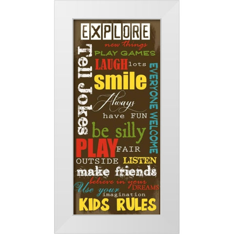 KIDS RULES White Modern Wood Framed Art Print by Greene, Taylor