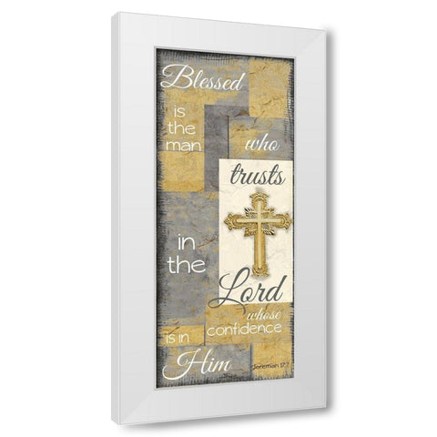 Blessed is the man grey gold White Modern Wood Framed Art Print by Greene, Taylor