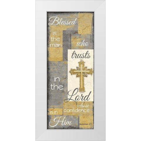 Blessed is the man grey gold White Modern Wood Framed Art Print by Greene, Taylor