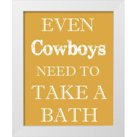 COWBOYS MUST BATHE White Modern Wood Framed Art Print by Greene, Taylor