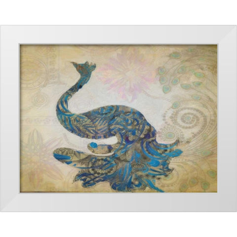 ELEGANT PEACOCK White Modern Wood Framed Art Print by Greene, Taylor