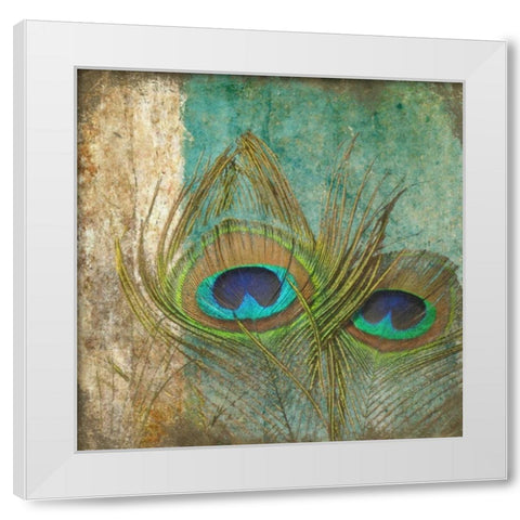 Peacock 1 White Modern Wood Framed Art Print by Greene, Taylor