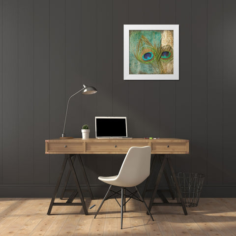Peacock 2 White Modern Wood Framed Art Print by Greene, Taylor