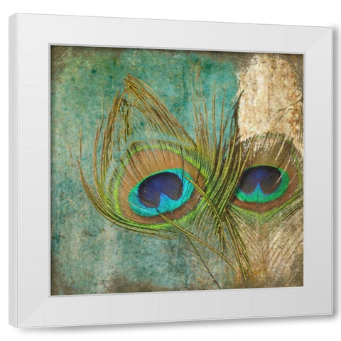 Peacock 2 White Modern Wood Framed Art Print by Greene, Taylor