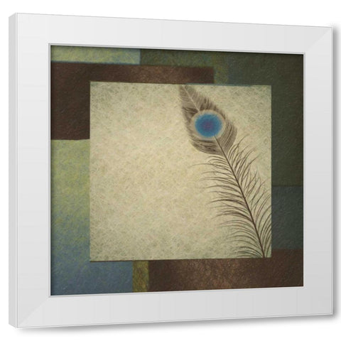 Peacock Border 2 White Modern Wood Framed Art Print by Greene, Taylor