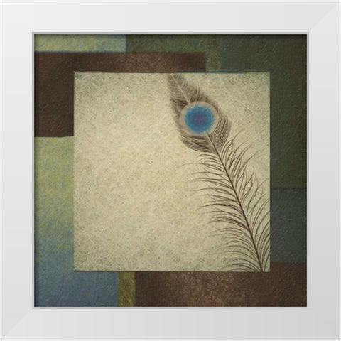 Peacock Border 2 White Modern Wood Framed Art Print by Greene, Taylor