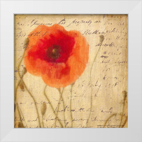 POPPY SCRIPT I White Modern Wood Framed Art Print by Greene, Taylor