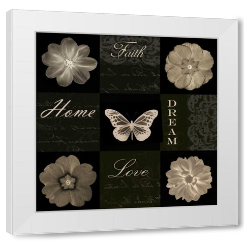 Sepia Floral 9 Patch I White Modern Wood Framed Art Print by Greene, Taylor