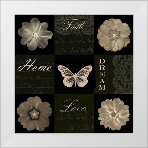 Sepia Floral 9 Patch I White Modern Wood Framed Art Print by Greene, Taylor
