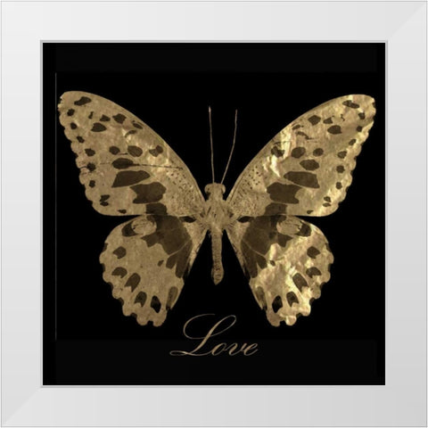Love Gold Butterfly White Modern Wood Framed Art Print by Greene, Taylor