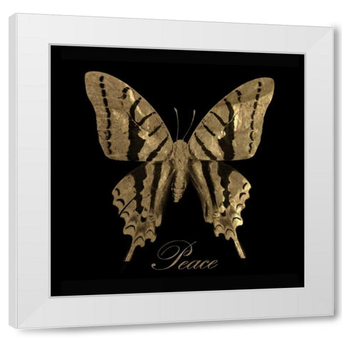 Peace Gold Butterfly White Modern Wood Framed Art Print by Greene, Taylor