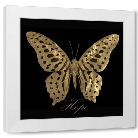 Hope Gold Butterfly White Modern Wood Framed Art Print by Greene, Taylor