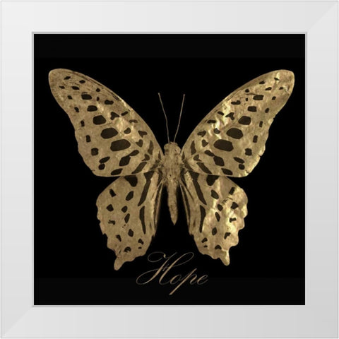 Hope Gold Butterfly White Modern Wood Framed Art Print by Greene, Taylor