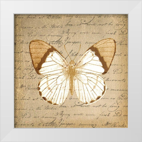 BUTTERFLY ON GOLD White Modern Wood Framed Art Print by Greene, Taylor
