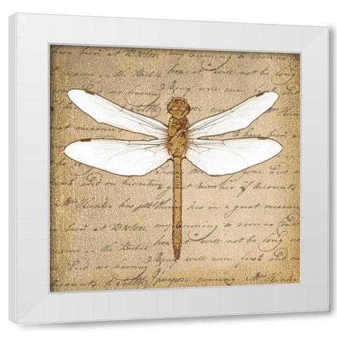 DRAGONFLY ON GOLD White Modern Wood Framed Art Print by Greene, Taylor