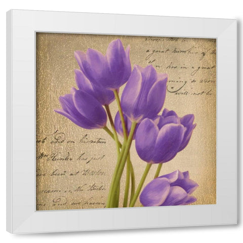 PURPLE TULIP I ON GOLD White Modern Wood Framed Art Print by Greene, Taylor