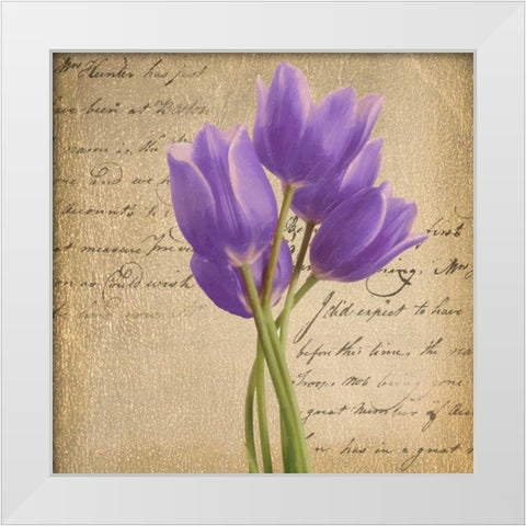PURPLE TULIP II ON GOLD White Modern Wood Framed Art Print by Greene, Taylor