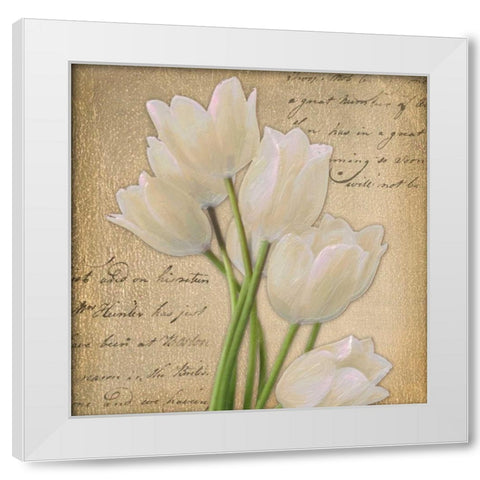 WHITE TULIP ON GOLD A White Modern Wood Framed Art Print by Greene, Taylor