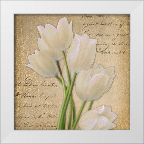 WHITE TULIP ON GOLD A White Modern Wood Framed Art Print by Greene, Taylor