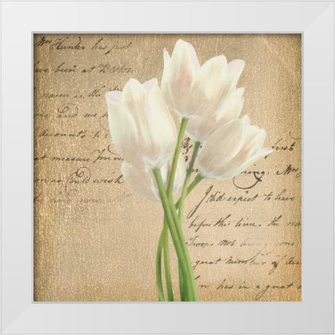 WHITE TULIP II ON GOLD B White Modern Wood Framed Art Print by Greene, Taylor