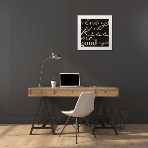 GOOD NIGHT White Modern Wood Framed Art Print by Greene, Taylor
