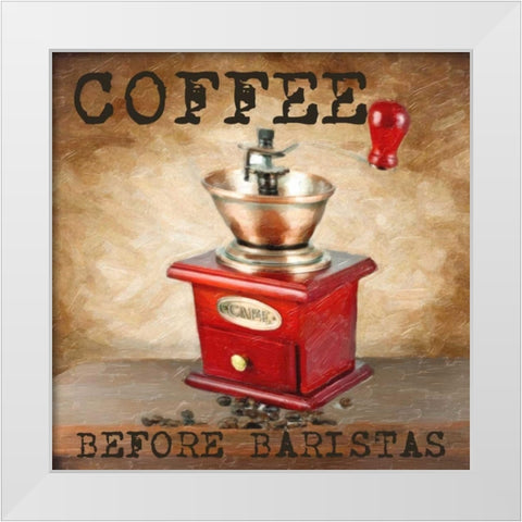 COFFEE BEFORE White Modern Wood Framed Art Print by Greene, Taylor