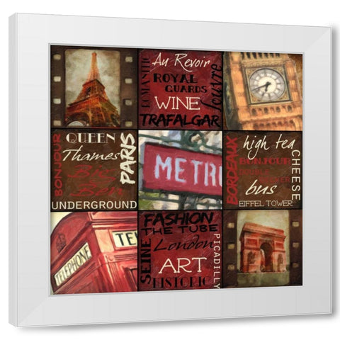 Travel 9 Patch White Modern Wood Framed Art Print by Greene, Taylor