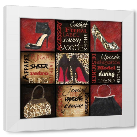 Fashion 9 Patch White Modern Wood Framed Art Print by Greene, Taylor