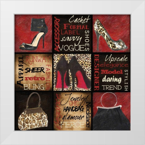 Fashion 9 Patch White Modern Wood Framed Art Print by Greene, Taylor