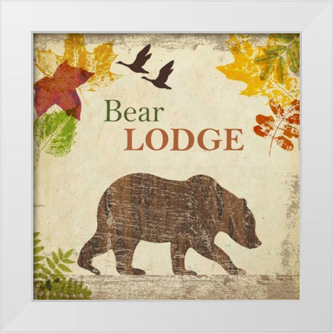 BEAR LODGE White Modern Wood Framed Art Print by Greene, Taylor