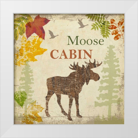 MOOSE CABIN White Modern Wood Framed Art Print by Greene, Taylor
