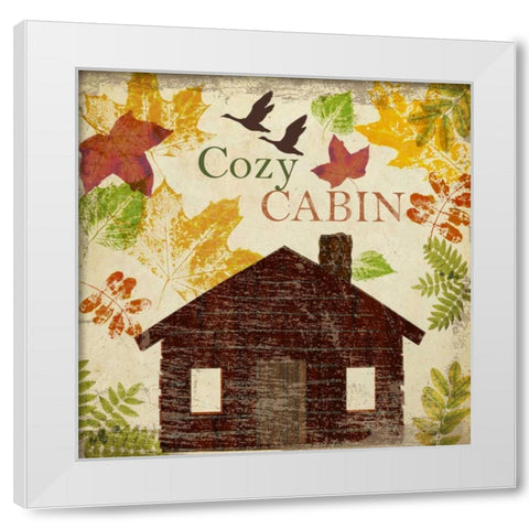 COZY CABIN White Modern Wood Framed Art Print by Greene, Taylor