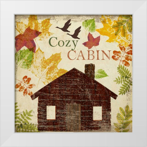 COZY CABIN White Modern Wood Framed Art Print by Greene, Taylor