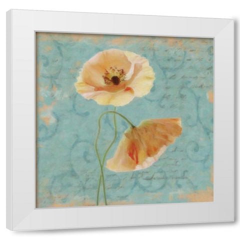 BLUE POPPY SCRIPT I White Modern Wood Framed Art Print by Greene, Taylor