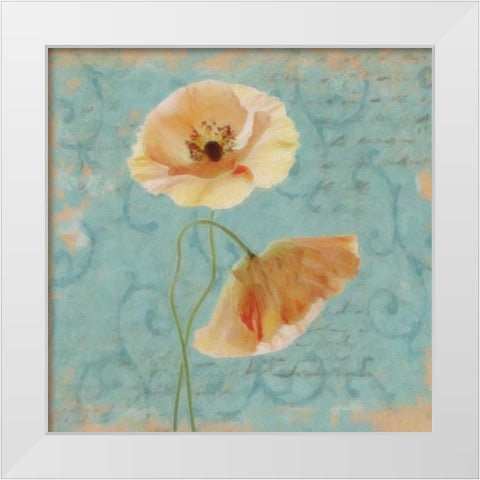 BLUE POPPY SCRIPT I White Modern Wood Framed Art Print by Greene, Taylor