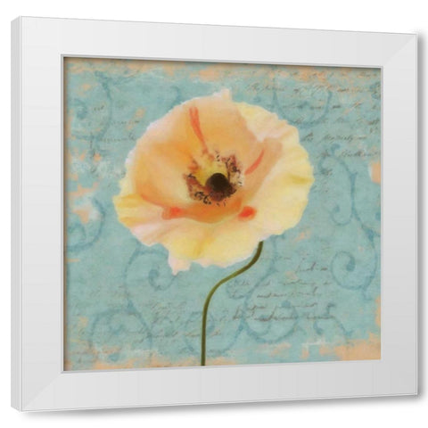 BLUE POPPY SCRIPT B1 White Modern Wood Framed Art Print by Greene, Taylor