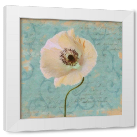 BLUE POPPY SCRIPT II White Modern Wood Framed Art Print by Greene, Taylor