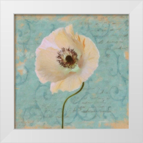BLUE POPPY SCRIPT II White Modern Wood Framed Art Print by Greene, Taylor