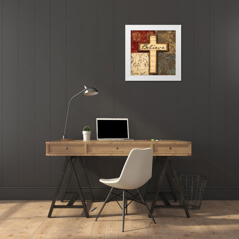 BELIEVE White Modern Wood Framed Art Print by Greene, Taylor
