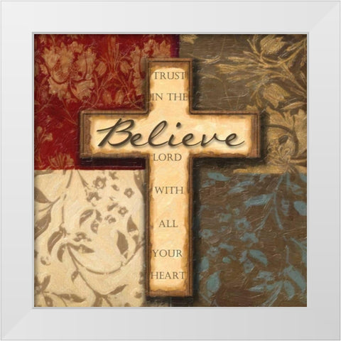 BELIEVE White Modern Wood Framed Art Print by Greene, Taylor