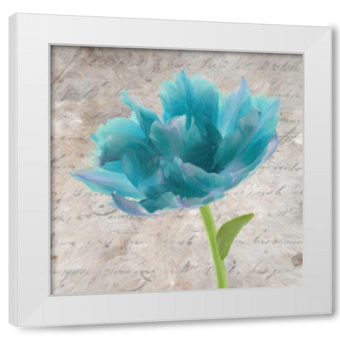 Blue Scripted Floral II White Modern Wood Framed Art Print by Greene, Taylor