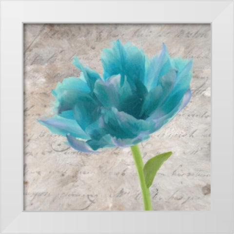 Blue Scripted Floral II White Modern Wood Framed Art Print by Greene, Taylor