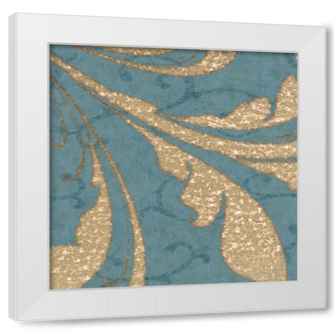BLUE GOLD White Modern Wood Framed Art Print by Greene, Taylor