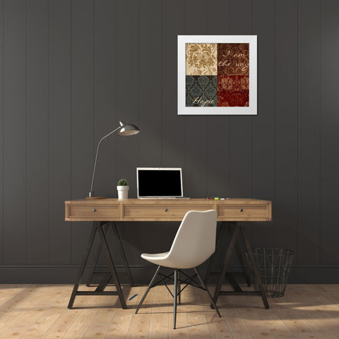 HOPE White Modern Wood Framed Art Print by Greene, Taylor