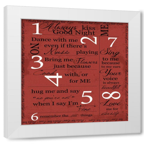 FEBRUARY- LOVE White Modern Wood Framed Art Print by Greene, Taylor