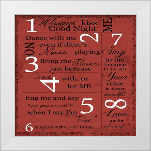 FEBRUARY- LOVE White Modern Wood Framed Art Print by Greene, Taylor