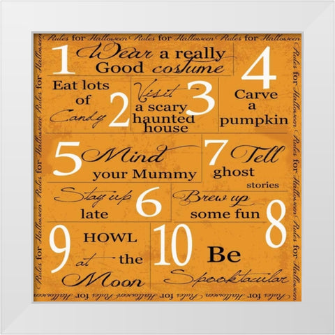 OCTOBER- HALLOWEEN White Modern Wood Framed Art Print by Greene, Taylor