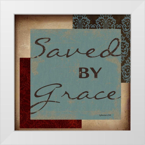 SAVED BY GRACE White Modern Wood Framed Art Print by Greene, Taylor