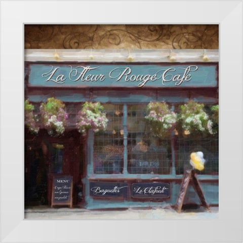 Cafe Blue White Modern Wood Framed Art Print by Greene, Taylor